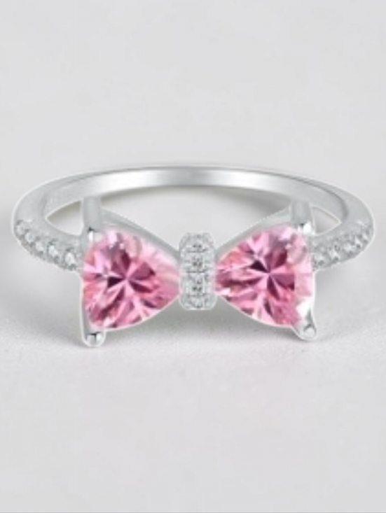 Jewelry - Pink Bow Ring in Sterling Silver - Elegant Women’s Jewelry. Brand New